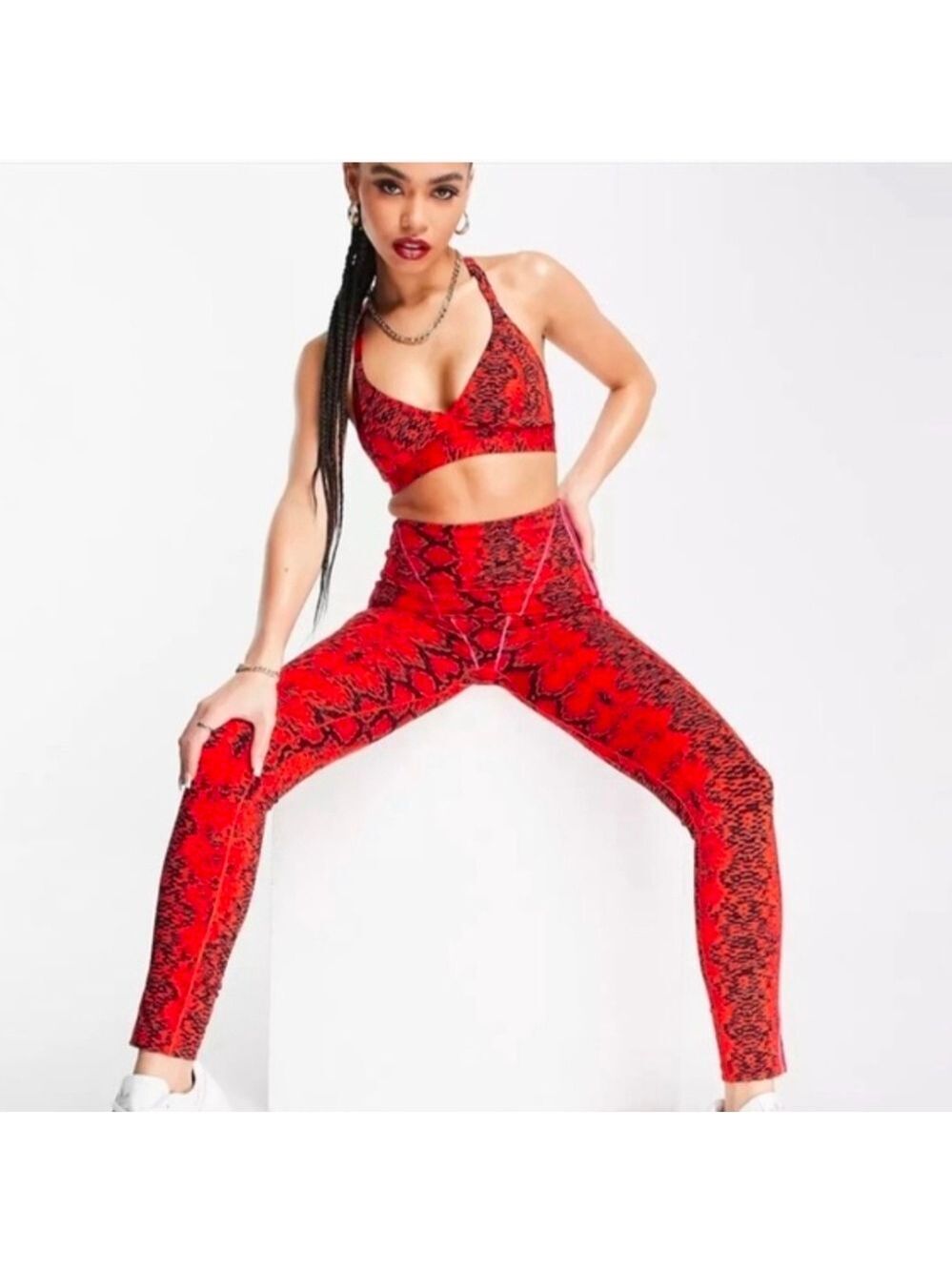 Adidas X Ivy Park Red Pink And Black Leggings Size Small